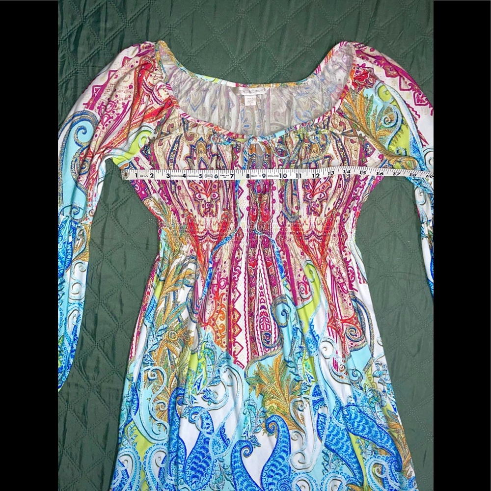 BOSTON PROPER Rainbow Paisley Bell-Sleeve Dress, size 2, LIKE NEW - Picture 7 of 9